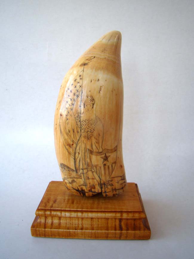 An American 19th century scrimshawed Whale's Tooth with depictions of COLUMBIA and HOPE circa 1840. — image 7